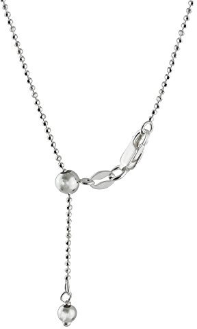 FashionJunkie4Life Sterling Silver Adjustable Ball Bead Chain Necklace 1mm 16-22