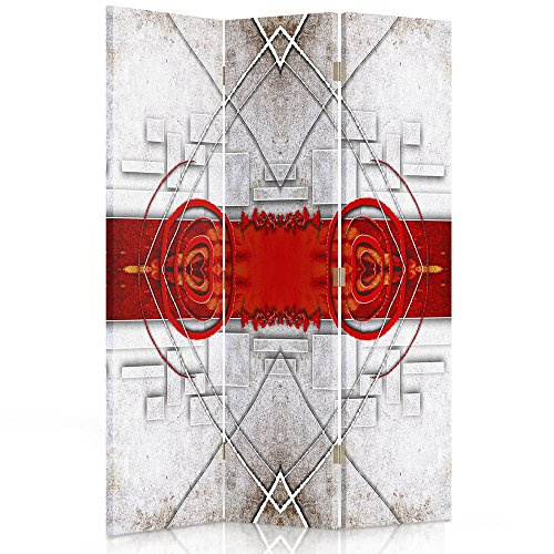 Feeby Paravent Abstraktion Muster Spiegel 3 Teilig 110x180 cm Modern Design Beidseitig Raumteiler Wandschirme Trennwand Raumtrenner Sichtschutz Spanische Wand Auf Leinwand Bedruckt Rot Schwarzweiß