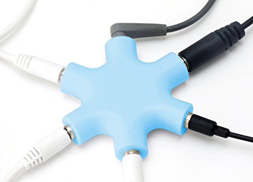 MyGadget 5-Fach Audio Splitter - 3, 5 mm Aux Klinkenverteiler - Mini Klinken Verteiler - Kopfhörer Buchse für Smartphones, Laptops und PC in Blau