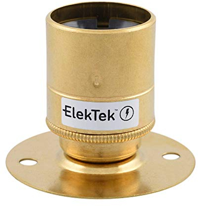 ElekTek ES E27 Edisongewinde Fester Sockel Lampenfassung mit Glattmantel Ideal zur Aufbaumontage von Vintage-Filament-Lampen Messing