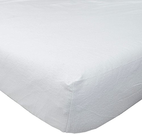 HOMESCAPES Luxury Flannelette White Brushed Cotton Fitted Sheet, Heavy weight 160gsm 100% Cotton, Single