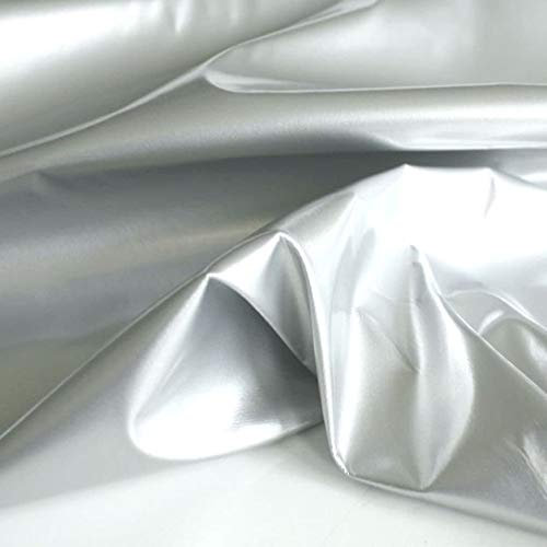 TOLKO Wetlook Lackleder mit Latex-Glanz für Kleid Rock Hose Dessous | zum Nähen Basteln Dekorieren | weich elastische Meterware | 140cm breit (Silber)