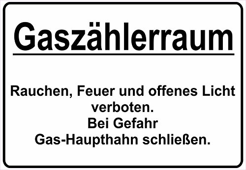 Schild Hinweisschild Hinweis Gaszählerraum Rauchen offenes Licht Verboten Gas