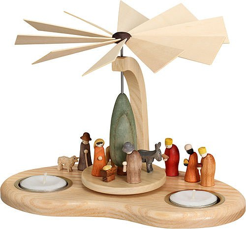 Theo Lorenz 1-stöckige Bogenpyramide Miniaturkrippe - 17 cm