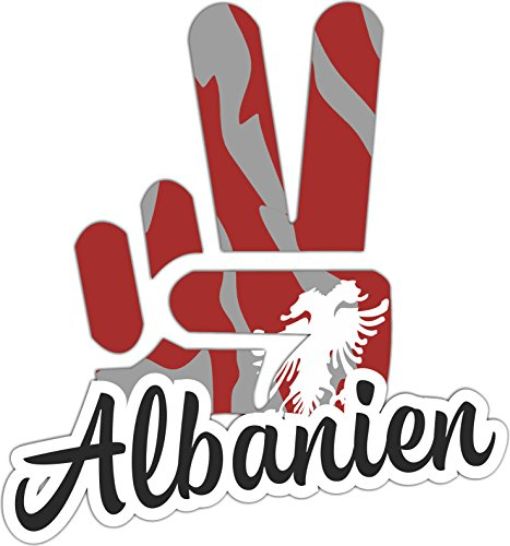 INDIGOS UG Auto Aufkleber Albanien - Victory - Sieg - Autoaufkleber selbstklebend für Auto - Heckscheibe, Spoiler, Laptop, Sport - 10x8cm