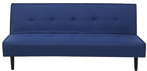 Beliani Praktisches Schlafsofa Polsterbezug Marineblau ohne Armlehnen Visby