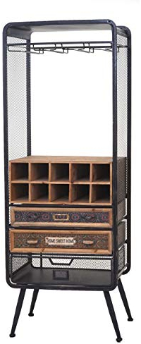 Mendler Weinregal HWC-C91, Flaschenregal Barschrank Weinständer für 10 Flaschen, Tanne Holz Vintage 157x57x38cm