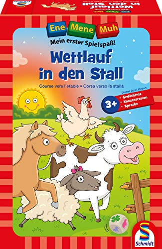 Schmidt Spiele 40558 Ene Mene MUH, Wettlauf in den Stall, Lernspiel, bunt