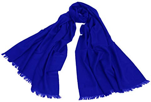 Avenella XXL Merino-Wollschal Damenschal (205x68 cm inkl. KURZE FRANSEN); Feiner & weicher unifarbener Schal Tuch Stola, 100% Wolle in vielen Farben, Königsblau