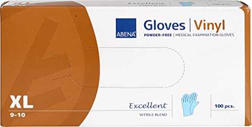 Abena Vitrile (Vinyl and Nitrile Blend) Disposable Gloves, Extra Large, Powder Free, Pack of 100, 1999903684
