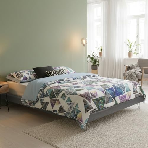 Talamo Italia - Doppelbett Isabella, Festbett aus Stoff mit Füßen, 100 % Made in Italy, geeignet für Matratze 160 x 190 cm, Grau