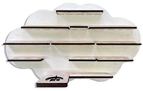 Farbklecks-Collection Musikboxregal DIY Bausatz Wolke, Wandregal für bis zu 55 Hörfiguren, Maße 76 x 46 x 6 cm, mit speziellem Ablagefach kompatibel mit Toniebox, handgefertigt in Deutschland