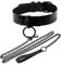 Jurxy Lederhalsband Halskette Kreis Damen Leder Choker Metall Ring Halsband Gotik Punk Rock Lederband Einstellbar Kragen mit Zugkette – Schwarz