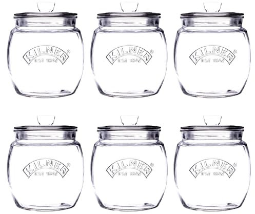 Kilner Preserving Push Top Curve Jar 0.85 Litre Clear/Transparent (Pack of 6)