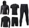 HZQIFEI Herren 5 Stücke Sport Anzug Fitness Anzug Schnelltrocknend Strumpfhosen Laufanzüge Kompression Shirt Gym Training Lauf Trainingsanzüge (Stil#5, XL)