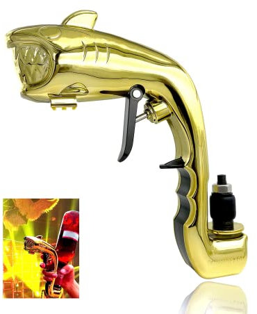 Shooter de bière pour bouteilles, pistolet à champagne, tireur de vin, tireur de champagne en plastique et pulvérisateur, pistolet pulvérisateur réglable pour fête, mariage, festival et bar (requin)