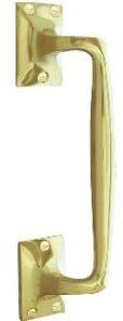 Ironmongery Solutions® Cranked Pull Handle for Doors, Front Door Pull Handle, D Handle, Pull Door Furniture, Gate Handle, Bedroom Door Handle, Office Door Handle in Polished Brass Finish 200mm