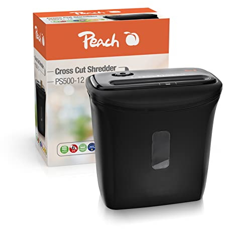Peach Partikelschnitt Aktenvernichter - 7 Blatt - 12 Liter/90 DIN A4 - 4 x 30 mm Partikelgröße (P-4) - DSGVO konform - PS500-12
