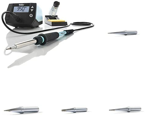 Weller WE 1010 Soldering station kit with Genuine Weller Soldering Tip BUNDLE: 4ETOL-1/4ETKL-1/4ETP-1/4ETB-1 Long conical/Chisel/Round Blunt tips