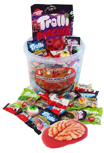 CAPTAIN PLAY Horror Halloween Party Bucket mit schaurigen Süßigkeiten, 1,1kg Halloween Süßigkeiten