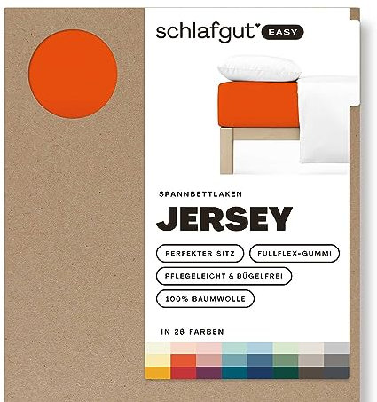 Schlafgut Easy Jersey Spannbettlaken 90x190 bis 100x200 Red Mid, Spannbetttuch aus 100% Baumwolle