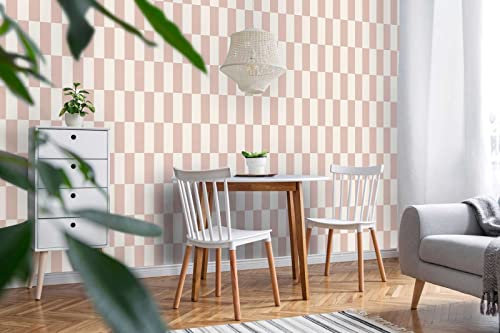 New Walls Papier peint intissé quadrilatères rose et blanc - Papier peint graphique légèrement structuré et mat - 10,05 x 0,53 m