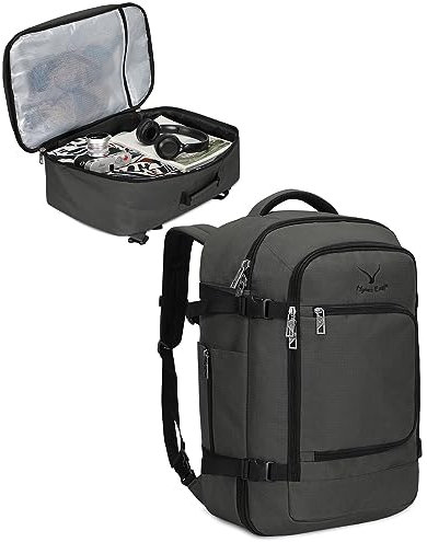 Hynes Eagle Mochila Viaje 40L Aprobada para Vuelo Mochila de equipaje de mano, Bolsa de cabina 55x40x20 cm Mochila Para Portátil 15,6 Pulgadas Gris Oscuro