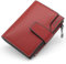 HNOOM Porte Monnaie Femme en Cuir PU Porte Feuilles pour Femme Court Lisse et Souple Petit Portefeuille Femme avec 15 Emplacements Cartes et Zippé Pochette à Monnaie (Rouge Vin-X)