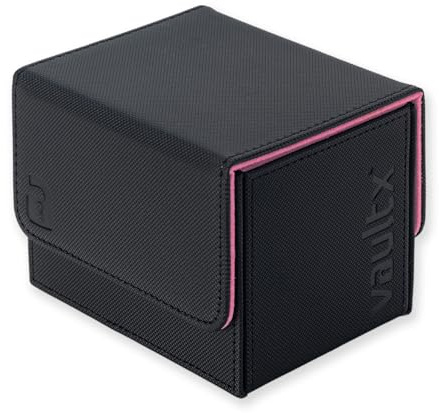 Vault X Sideloading Deck Box 100+ Sleeved Cards Exo-Tec (Black/Pink) | Holds 100+ sleeved TCG cards. Padded side-loading deck box, secure magnetic lid, water-resistant Exo-Tec.