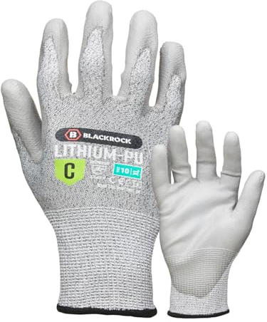 Blackrock Lithium PU Cut Resistant Level C Gloves, for Men and Women, Wood Carving Safety Gloves, Slash/Knife Resistant, Warehouse, Grip - Size 7/Small