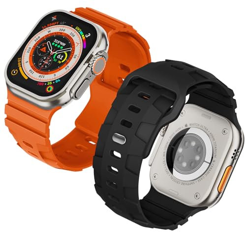 Suitisbest Sport Strap Compatible for Apple Watch Ultra Straps 49mm 46mm 45mm 44mm 42mm for Men, Extra-Wide Waterproof Silicone Strap Band for iWatch Series 10 9 8 7 6 5 4 SE Ultra 1,Ultra 2