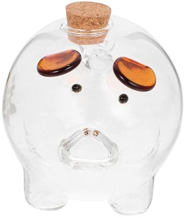 Ciieeo Boîte Pot De Stockage De Pièces Conteneur De Trésorerie Pot à Pourboire Tirelire en Verre Transparent Pot De Pourboire Étui Tirelire Cochon Décor Un Verre Enfant Bois Incassable