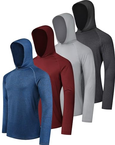 OYGSieg Men's Athletic Hoodies Long Sleeve Fishing Shirts for Men UPF SPF UV Sun Protection Shirts Lightweight Rash Guards L