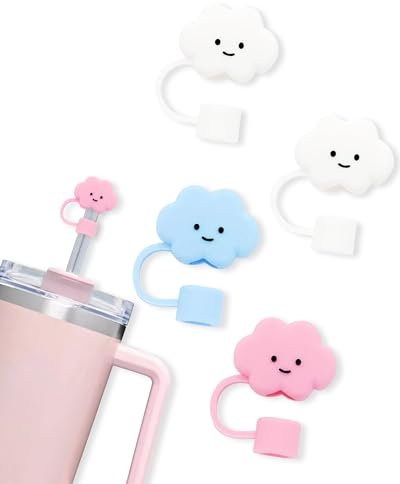 Silicone Spill Stopper Set for Stanley Cup 40oz/30oz - Straw Cover Cloud Dust-Proof Accessories, Cute Drinking Stopper Protector Reusable Straw Tips Lids Plugs Tumblers Accessories (4PCS)