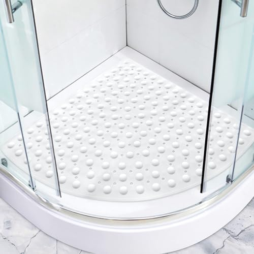 Tapis de douche antidérapant 70 x 70 cm : tapis de douche d'angle triangulaire antidérapant avec ventouses – Grande sécurité Tapis de douche pour personnes âgées