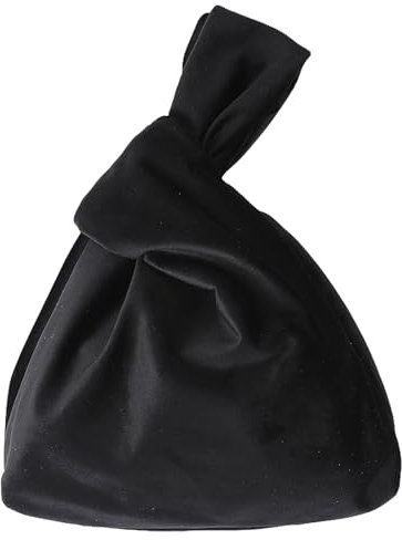 Anopo Kleiner Samt Handgelenkstasche für Damen Elegante Clutch Abendtasche Handtasche Tote Bag Schwarz