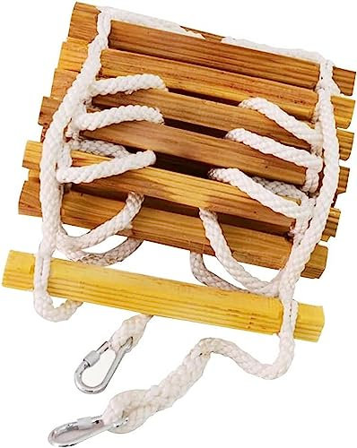 Notfall-Fluchtseil-Holzleiter, Feuerleitern, weiche Sicherheitsleiter, Flucht aus Fenster und Balkon, Klettern in der Luft, mit Haken, reines Massivholz