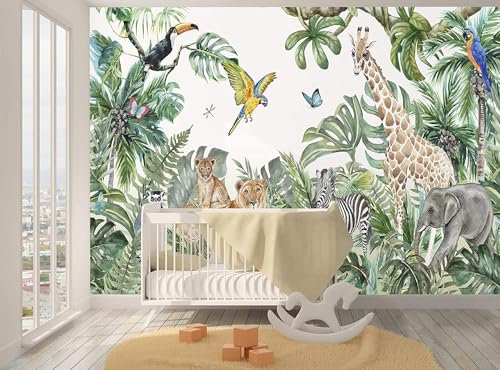 Naturempress Papier Peint Panoramique Animal De La Jungle Papier Peint Intissé Tapisserie Poster Mural pour Salon Chambre Décoration Murale