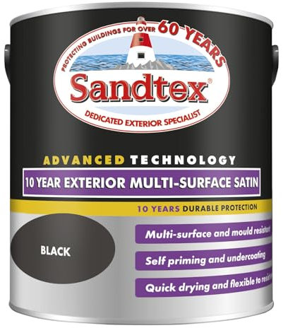 Sandtex 10 Year Multi Surface Satin Paint 2.5l Black