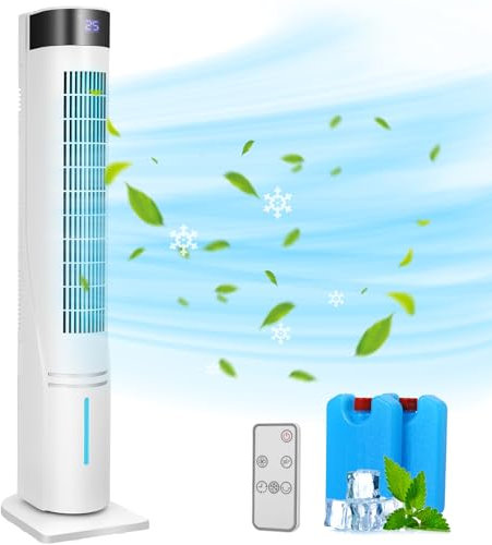 TLGREEN Tower Fan with Remote, 4-in-1 Multi-function with 2.5L Humidifier, Portable fan with 3 wind Speed 4 modes, 12H Timer, 103cm height, Remote Control & LED Display for Bedroom/Office Cooling