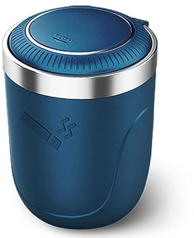 SBFGH Auto Aschenbecher für VW Polo Vivo/Virtus, Tragbare Aschenbecher Abnehmbarer Rauchfreier mit Deckel und LED Staubdicht Auto-Mülleimer,B Blue
