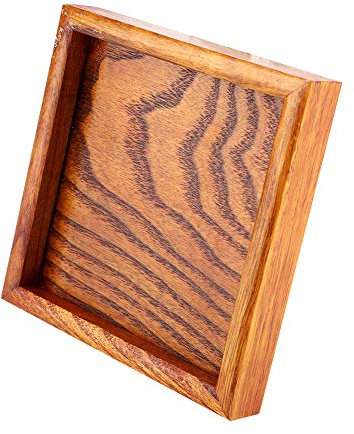 Bandeja Cuadrada de Madera, Bandeja para Servir, bandejas de Postre, Plato Decorativo Cuadrado para decoración del hogar, portavelas de Mesa de Cocina marrón (12,5 * 12,5 cm)