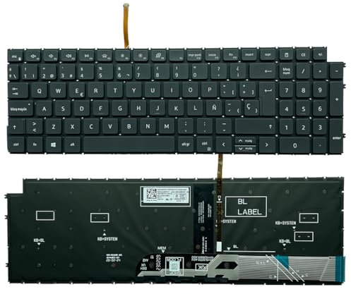Teclado de portátil para DELL Inspiron 3510 P112F 3511 3515 3525 5510 P106F 5515 5518 7510 7610 P107F Latitude 3520 3525 3530 Negro con retroiluminación Diseño en español