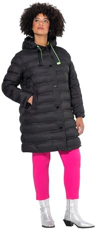 Angel of Style Damen große Größen Übergrößen Plus Size Steppmantel, Straight Fit, Kapuze, Neon-Bänder schwarz 50 833903130-50