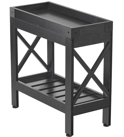 ZEXVIDA Narrow Side Table, End Table,Sofa Side Table, End Table Nightstand for Bedroom, Living Room, Small Spaces (Black)