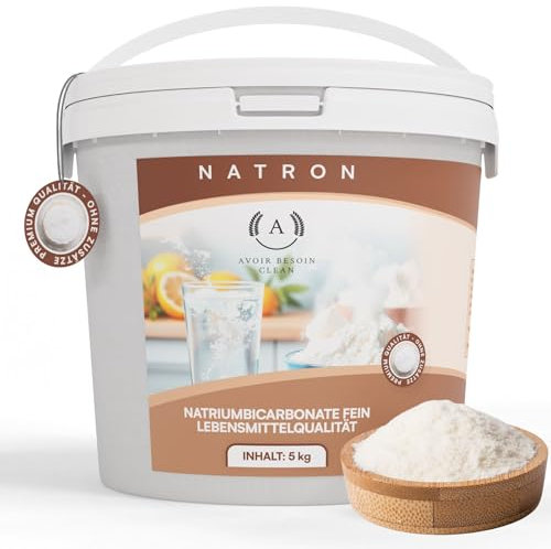 Natron Pulver 5kg Lebensmittelqualität E500ii Premium Qualität - Natriumbicarbonat Backsoda Backpulver Backing Soda - zum Putzen Reinigen rein Natriumhydrogencarbonat