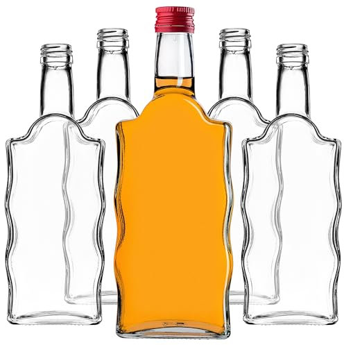 KADAX Bottiglie di vetro da 200 ml, 10 pezzi, bottiglie vuote con tappo a vite, piccole bottiglie di liquore da riempire, bottiglie di vino in vetro, bottiglie decorative (rosso)