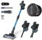 GYWZTJ Aspirateur Balai sans Fil Puissant, 39 Mins Aspirateur sans Fil Puissant avec LED Écran Tactile et Brosse Anti-Emmêlement, avec Réservoir d'eau et Types de Brosses Anti-Acariens (Bleu)