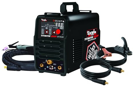 CEVIK PRO CE-TITANTIG220P - Inverter-Schweißgerät WIG DC + Lift TIG - 220A/200A 30% 230V - Elektroden 4mm - Digitalanzeige - inklusive WIG-Taschenlampe, Zange und Masse