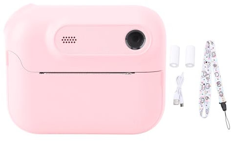 Instant Print Camera for Kids, Cute 48MP Photo Instant Camera, DIY Black and White Prints, 20 Built in Frames, 5 Filters, 6X Zoom, for Boys and Girls (Pink)